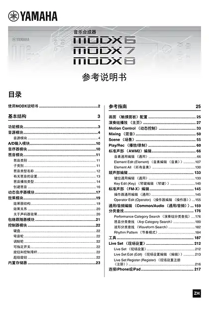 yamaha雅马哈MODX6_MODX7_MODX8 Reference Manual